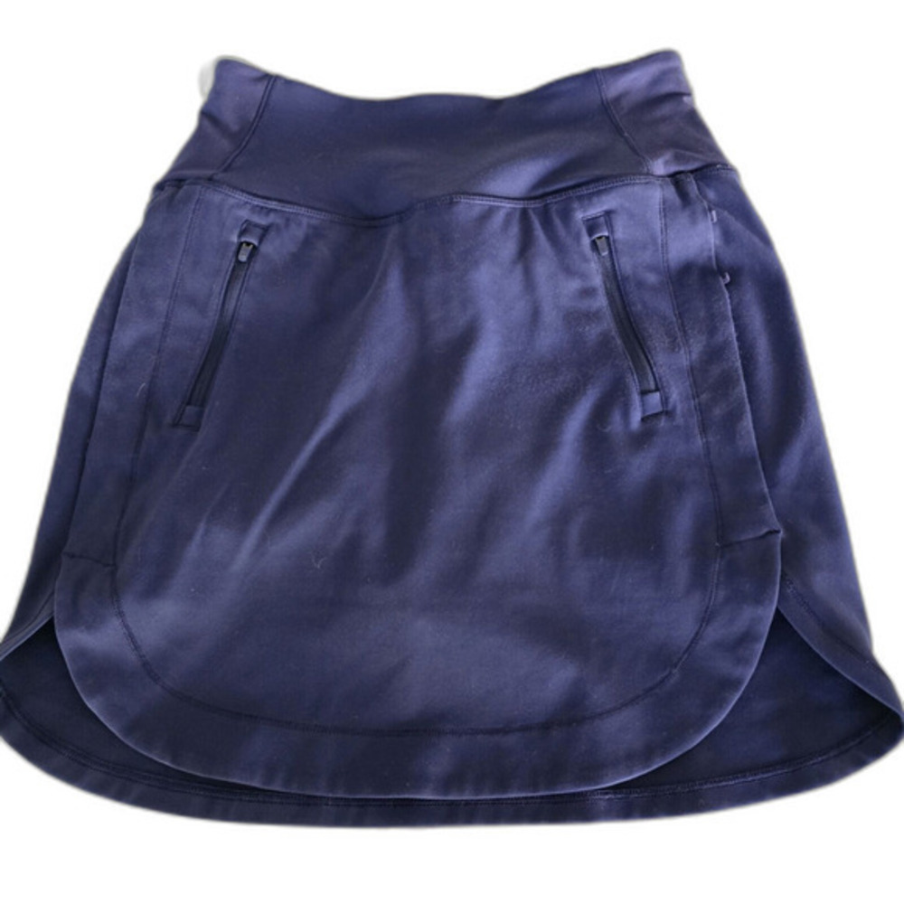 Athleta Fairway Golf Skort 18 Navy Blue Womens XS Zipper Pockets Active Tennis